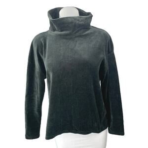 Banana Republic Black Velvet Velour Long Sleeve Turtleneck Sweater Top Size M